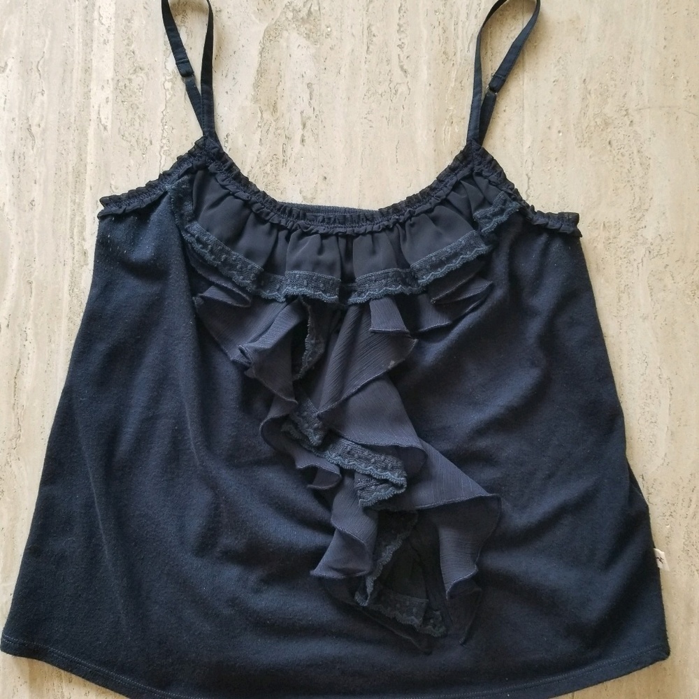 Vintage Hollister Front Ruffled Blue Tank Top Size Small